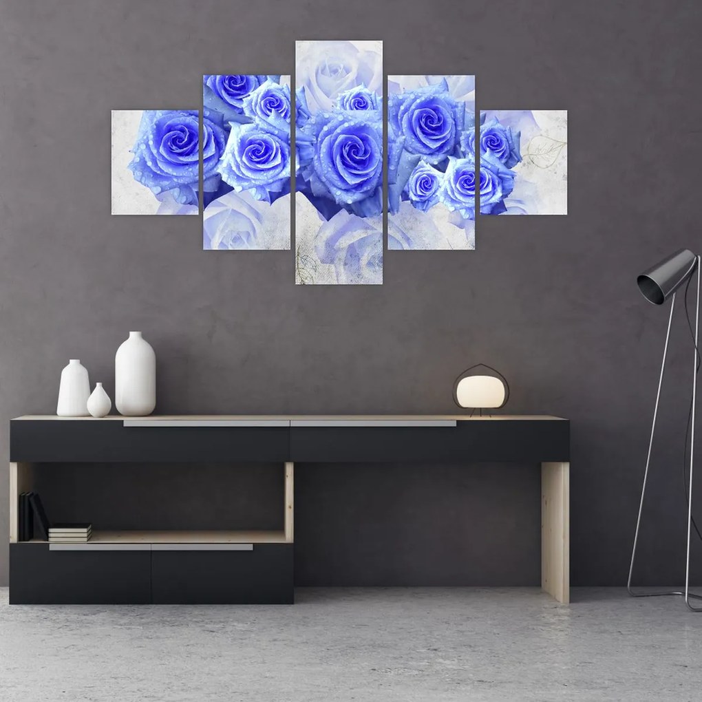 Obraz - Niebieskie róże (125x70 cm)