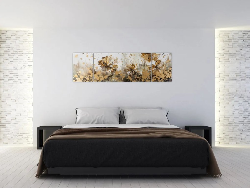Obraz - Abstrakcyjny kwiatowy obraz (170x50 cm)