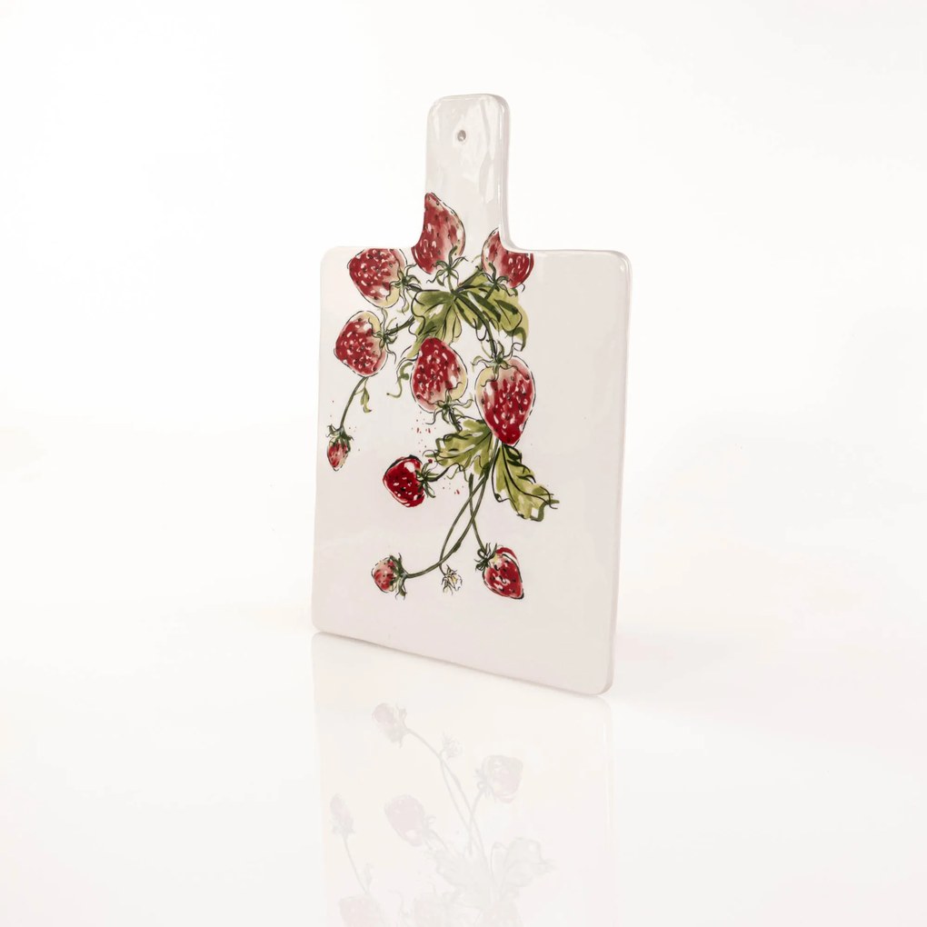 Deska do serwowania, krojenia STRAWBERRY, wzór w truskawki, 34 x 24 cm