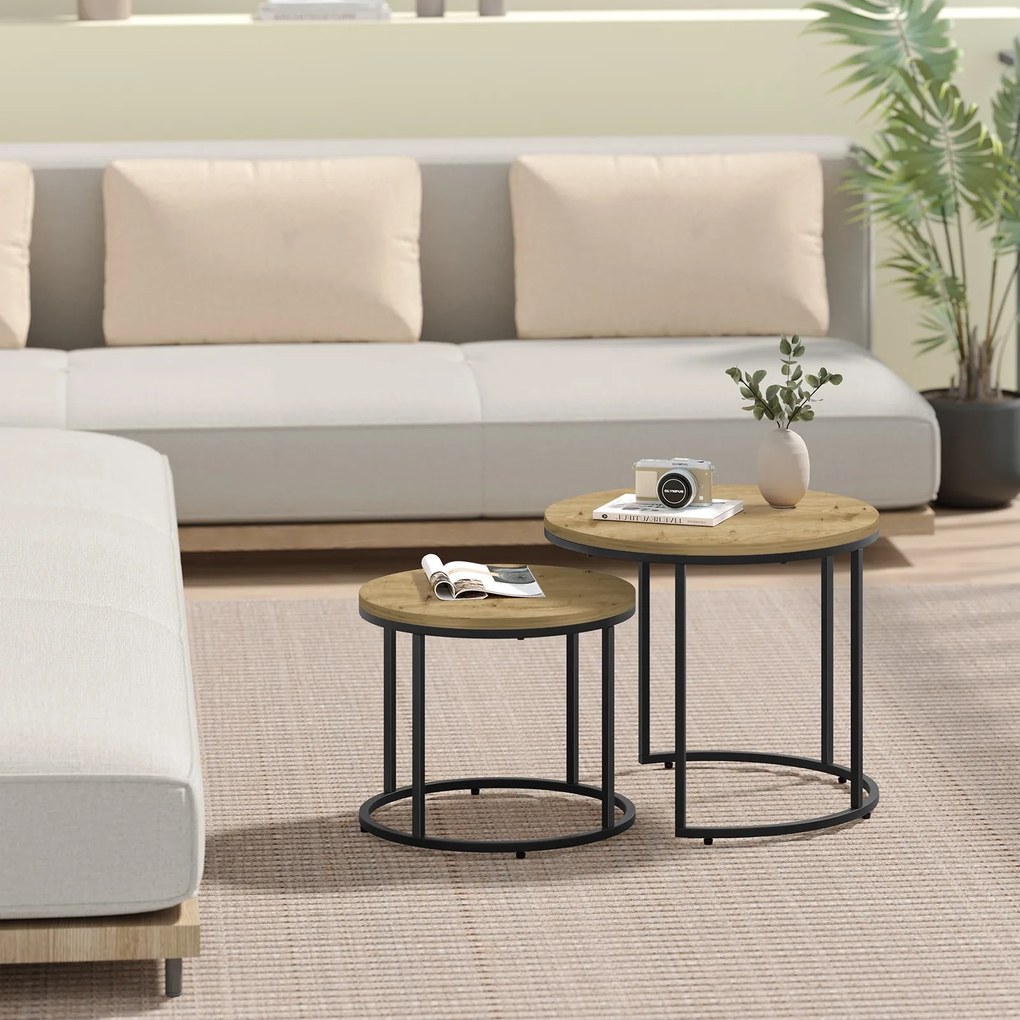 Stolik kawowy okrągły 2szt - artisan / nogi czarne