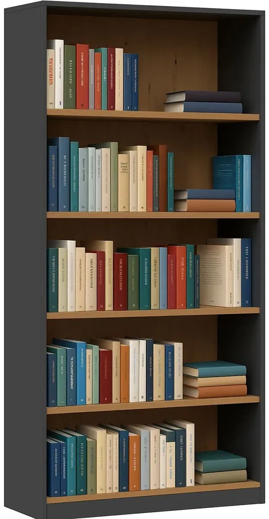 Otwarty regał na książki antracyt + dąb artisan N3-M09