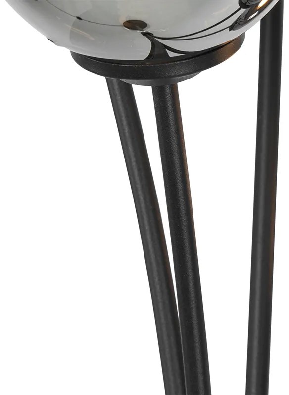 Nowoczesna lampa stojąca czarna 5-świateł z przydymionym szkłem - Athens