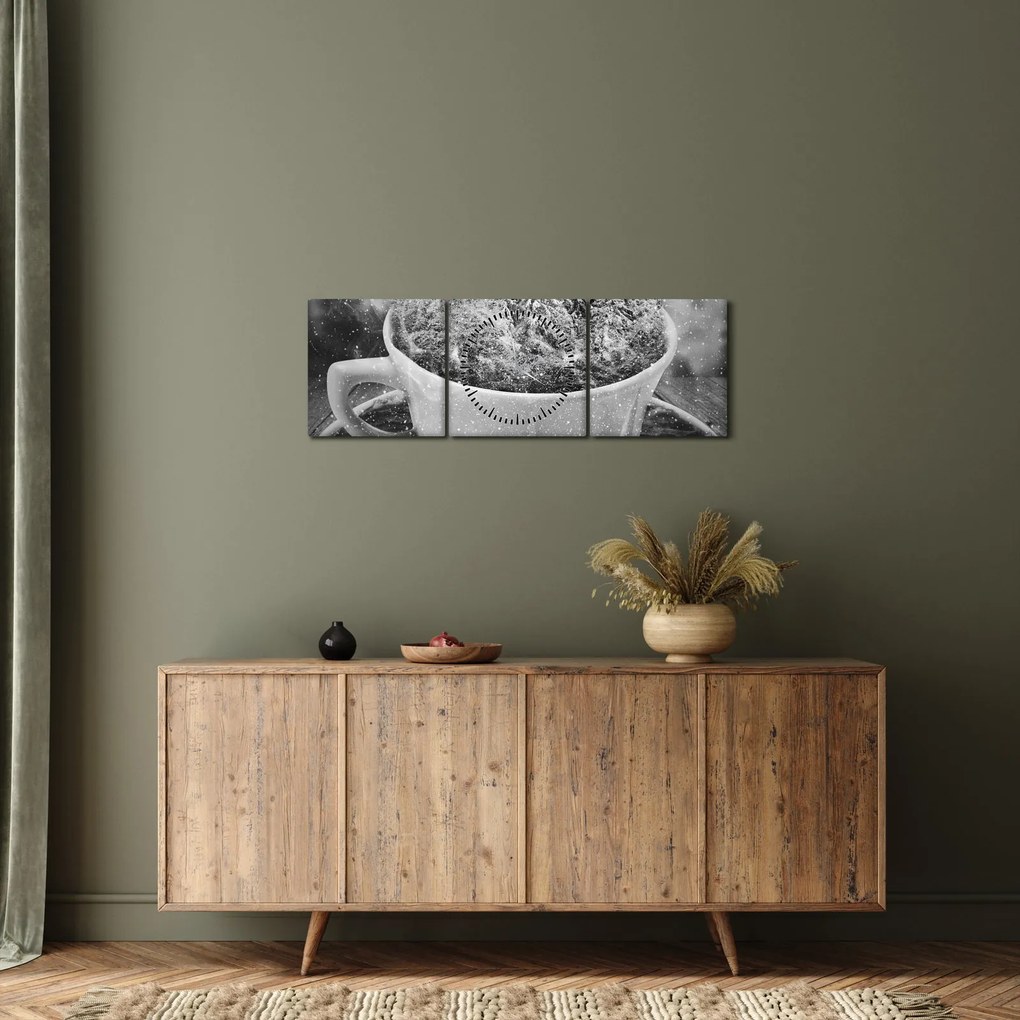 Obraz - Filiżanka natury (z zegarem) (90x30 cm)