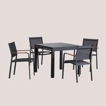 Zestaw 90-180x90 Cm Rozkładany Stół Prostokątny Ze Stopu Aluminium Starmi I 4 Składane Krzesła Ogrodowe Archer - Sklum