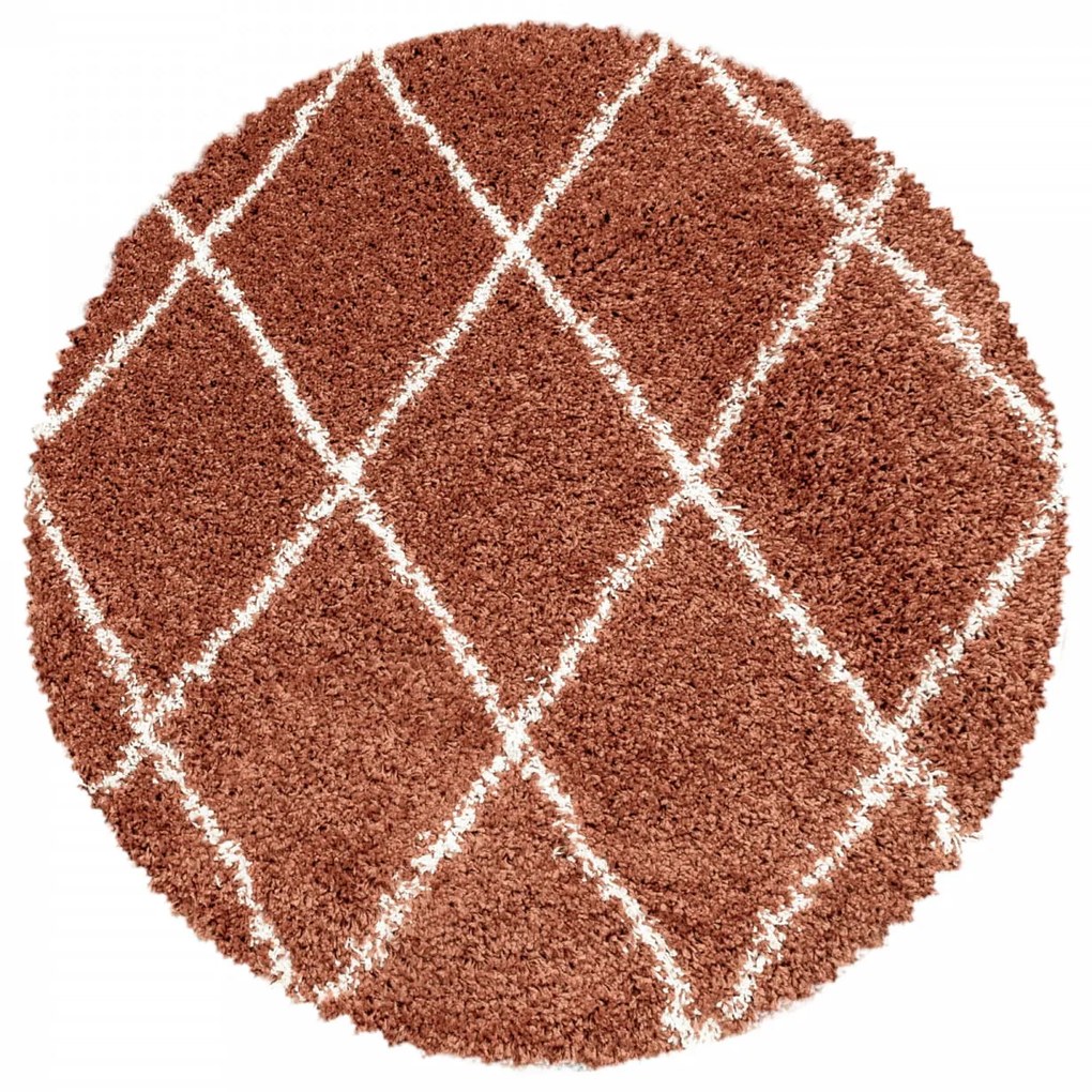 Dywan shaggy Alvor kratka ceglany 120 cm x 120 cm koło