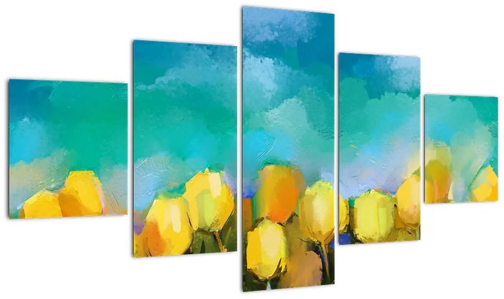Obraz żółtych tulipanów (125x70 cm)