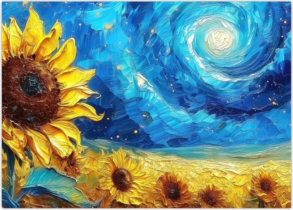 Obraz - Malowanie słoneczników (70x50 cm)