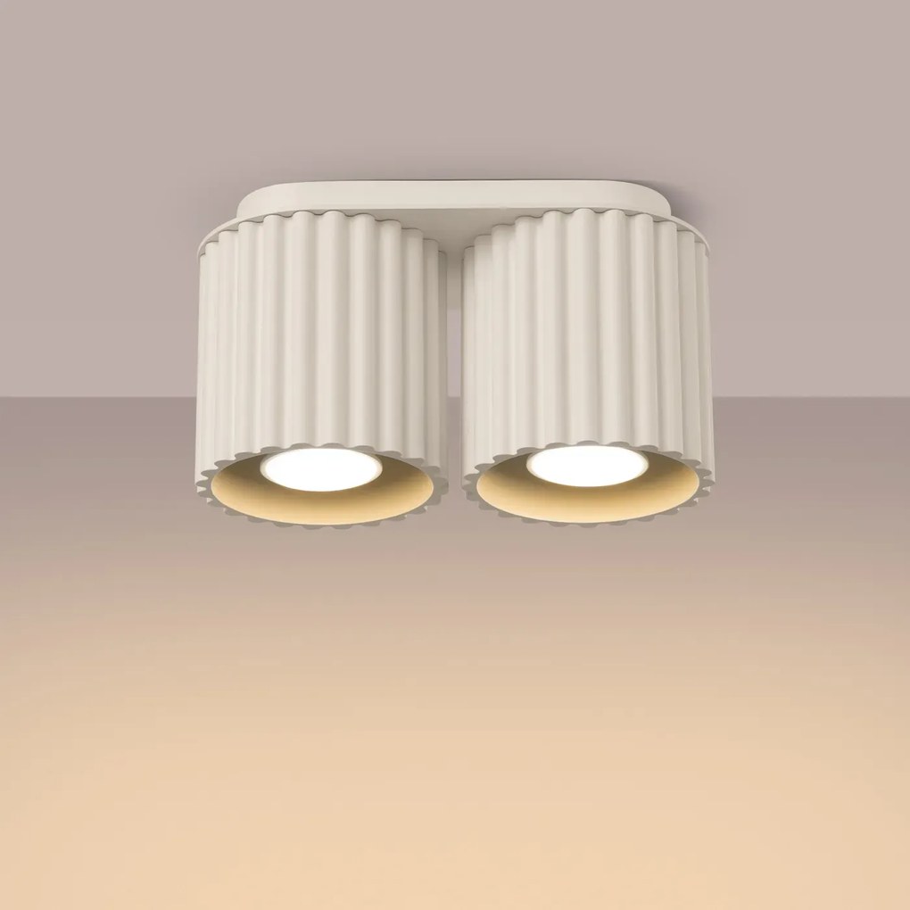 Plafon dwupunktowy AURA 2 beżowy GU10 ryflowany  SOLLUX  LIGHTING