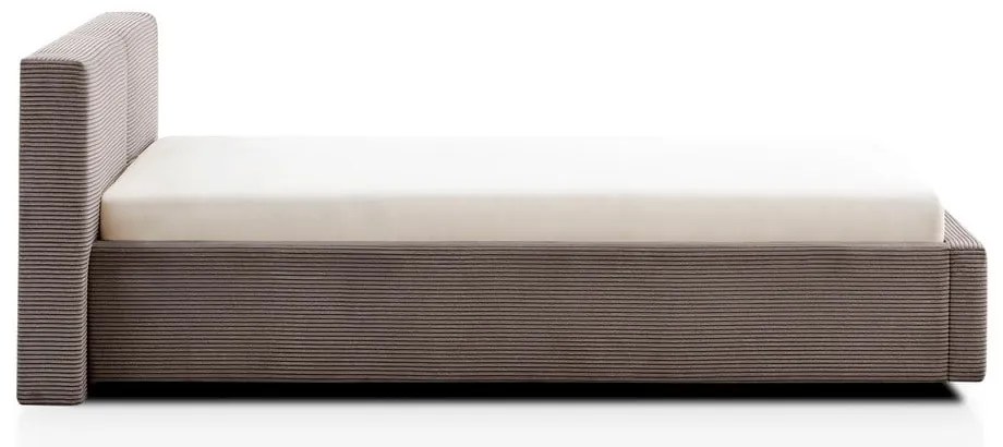 Jasnobrązowe tapicerowane łóżko dwuosobowe bez stelaża 140x200 cm Cube – Meise Möbel