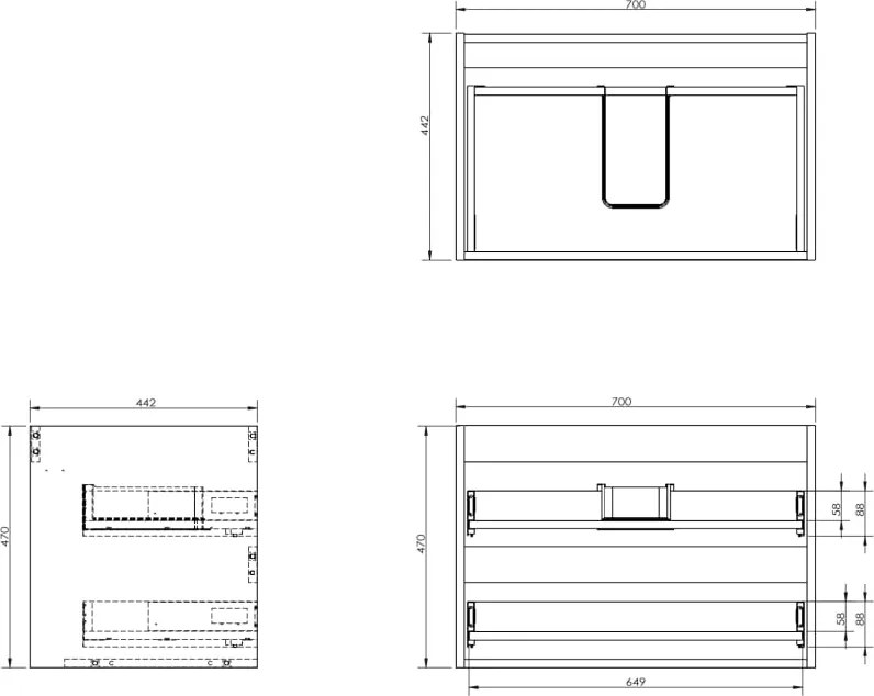 Mexen Rivel szafka łazienkowa podumywalkowa 70 cm z blatem, 2 szuflady, ryflowana , orzech - 91A20-07047-2-BFFC86