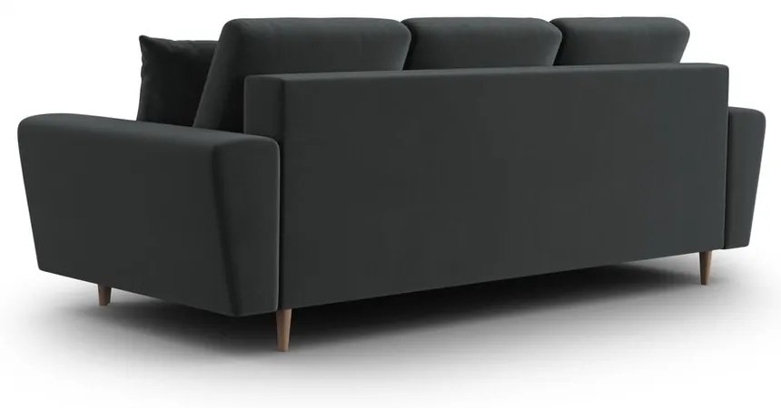 Ciemnoszara aksamitna rozkładana/ze schowkiem sofa 235 cm Kyoto – Cosmopolitan Design