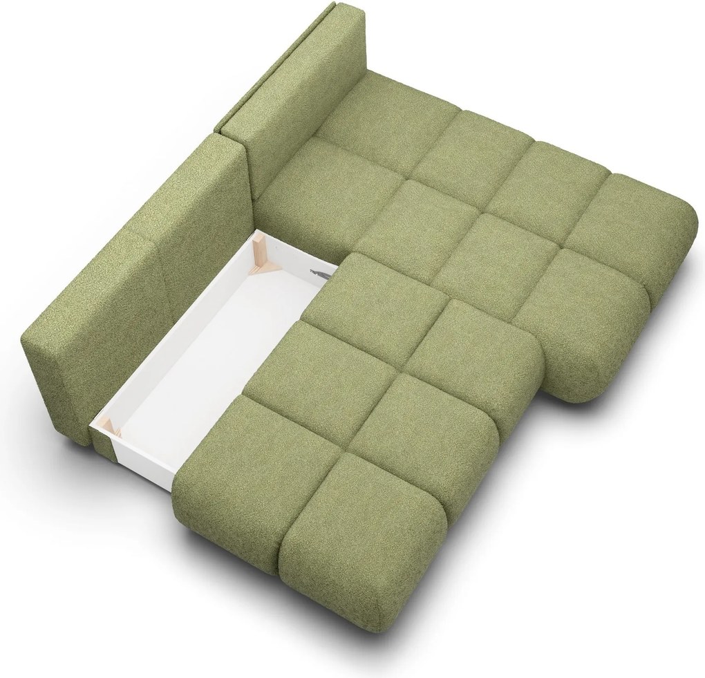 Masseno Narożnik CORSO z funkcją spania i pojemnikiem na pościel Narozniki L, Rozkładana sofa - Zielony, NOW OR NEVER 38