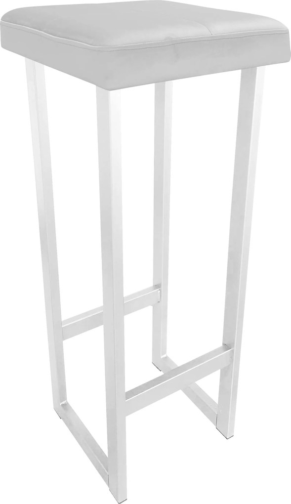 Hoker ALEX krzesło barowe tkanina Welur podstawa metalowa : Kolor Stelaża - Biały, Kolor tkaniny - VELVET - MG39, Wysokość - 90 cm