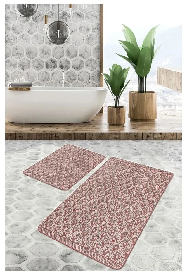 Brązowe aksamitne dywaniki łazienkowe zestaw 2 szt. 60x100 cm – Mila Home