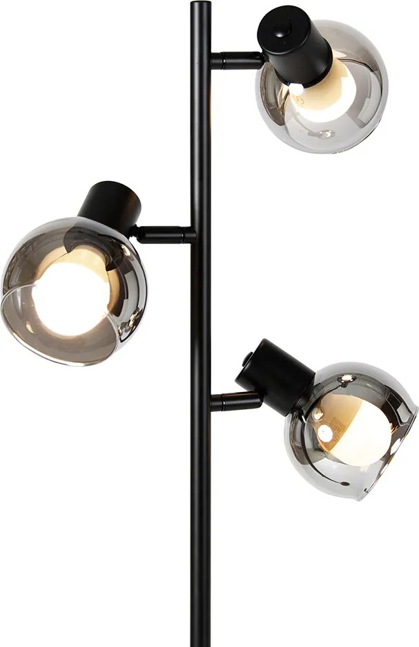 Inteligentna lampa stojąca czarna z przydymionym szkłem, w tym 3 Wifi P45 - Vidro