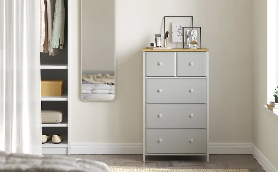 Komoda z szufladami HALLY 53x93 cm, dąb/biały