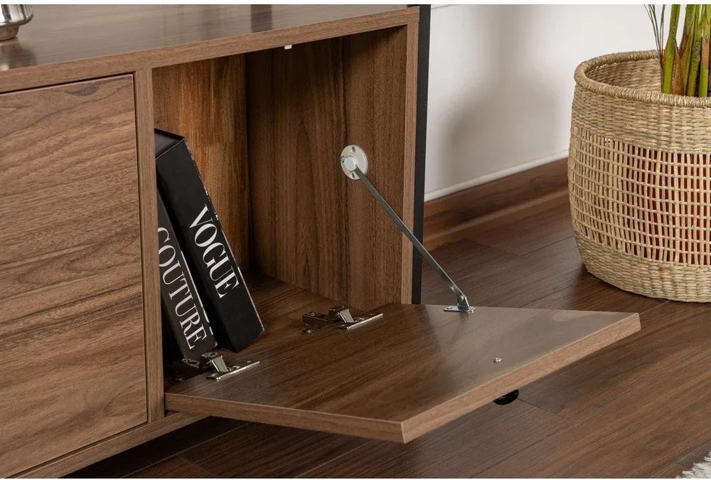 Konsola w dekorze orzecha w ciemnym naturalnym kolorze 29,5x120 cm Solace – Kalune Design