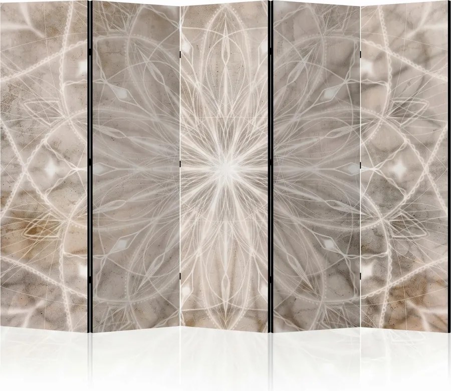 Parawan pokojowy 5-częściowy 225x172 Jednostronny dekoracyjny industrialny zen Szary Mandala Betonowa