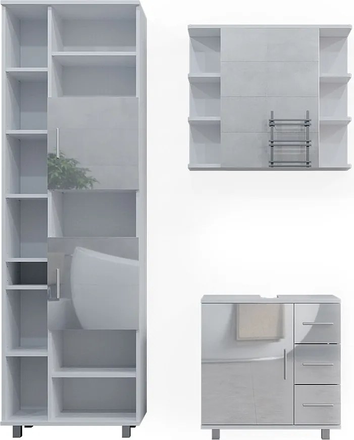 Zestaw mebli łazienkowych biały wysoki połysk 60x33x60.8 ilias