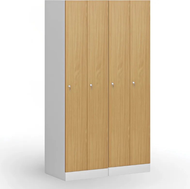 Szafka ubraniowa S1 wąska, 2-drzwiowa, 1850 x 500 x 500 mm, zamek cylindryczny, drzwi laminowane, buk