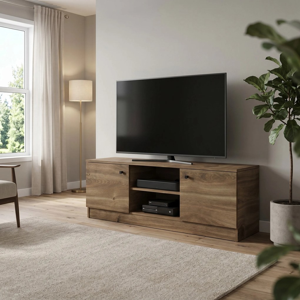 Szafka RTV stojąca NESTOS 120 cm do Salonu pod Telewizor - Brązowy
