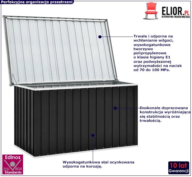 Czarna zamykana skrzynia do ogrodu S5-H84