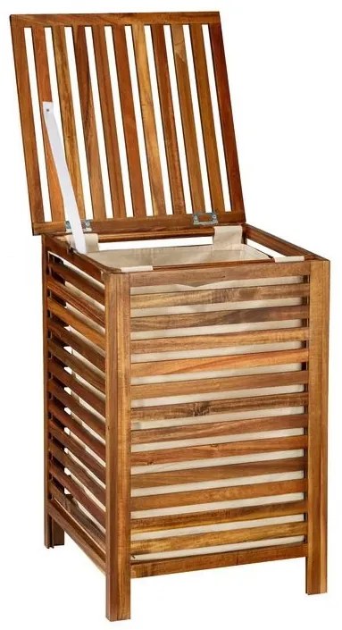 Drewniany kosz na pranie z pokrywą FONDI, wys. 65 cm