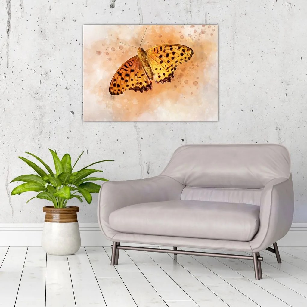 Obraz - Pomarańczowy motyl, akwarela (70x50 cm)