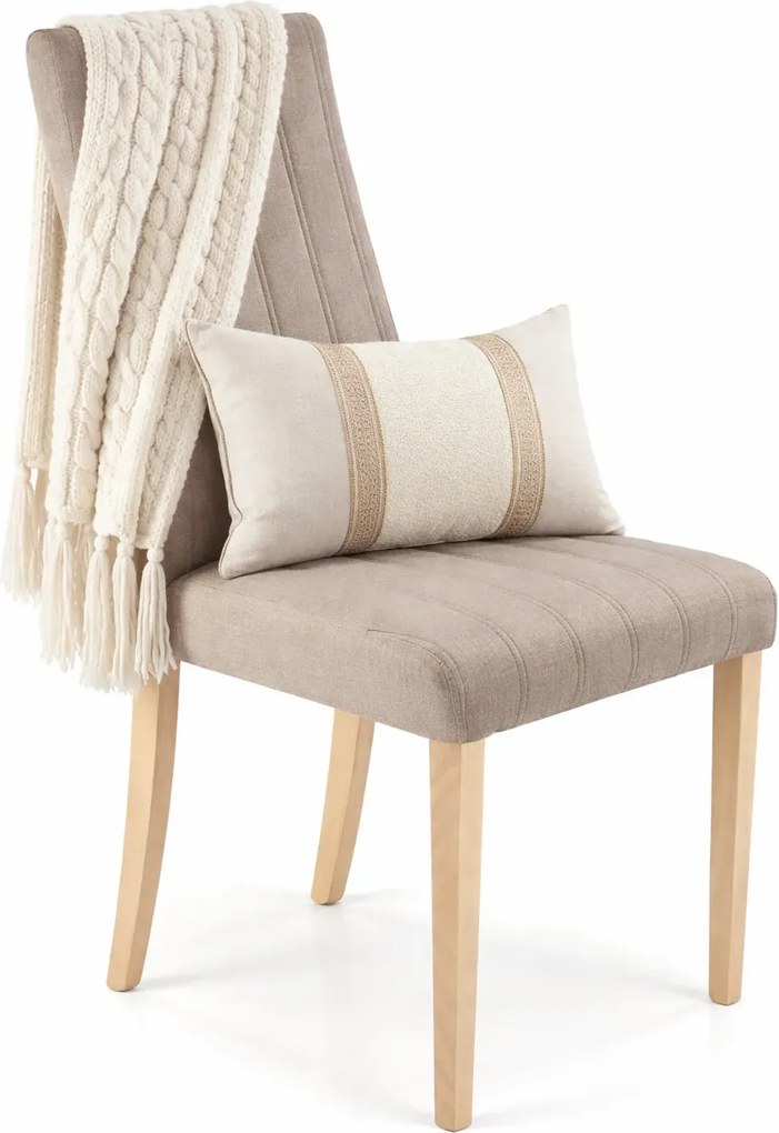 Beżowe klasyczne krzesło z weluru T9-D49