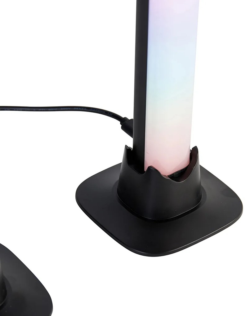 Lampa stołowa czarna z wbudowanym LED-em, pilotem i RGB - Arnold Nowoczesny Oswietlenie wewnetrzne