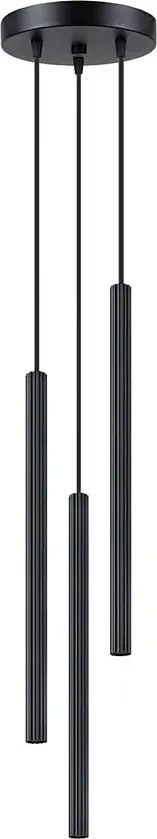 Czarna ryflowana lampa wisząca z 3 tubami - 3X A613 W0-A89