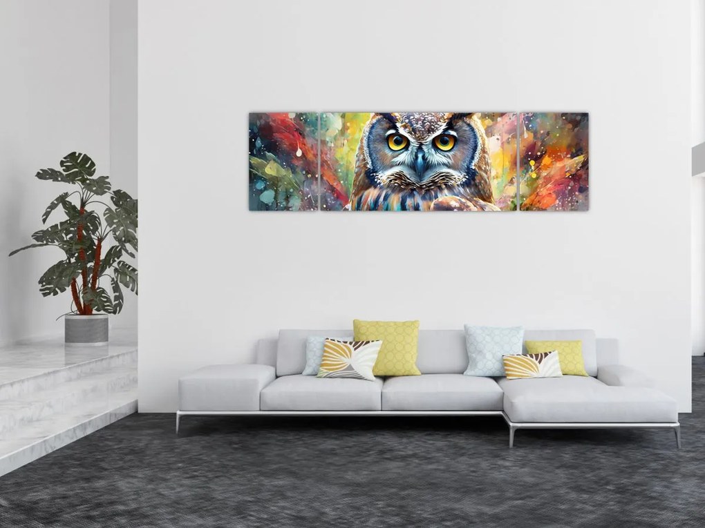 Obraz - Malowanie sowy (170x50 cm)