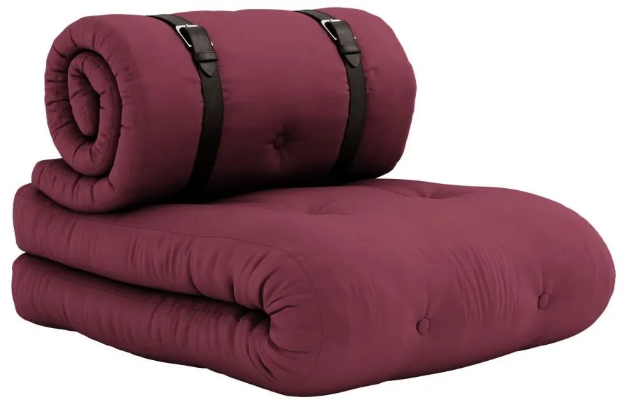 Fotel rozkładany ze skórzanym paskiem Karup Design Buckle Up Light Bordeaux