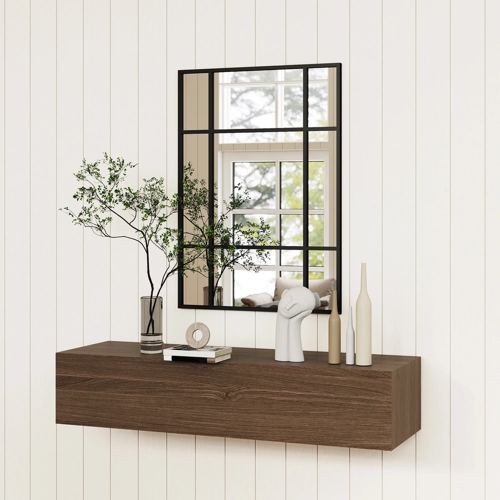 HOMCOM Lustro ścienne, dekoracyjne lustro z metalową ramą, czarne paski, szkło warstwowe, 50B x 2T x 70H cm | Aosom PL
