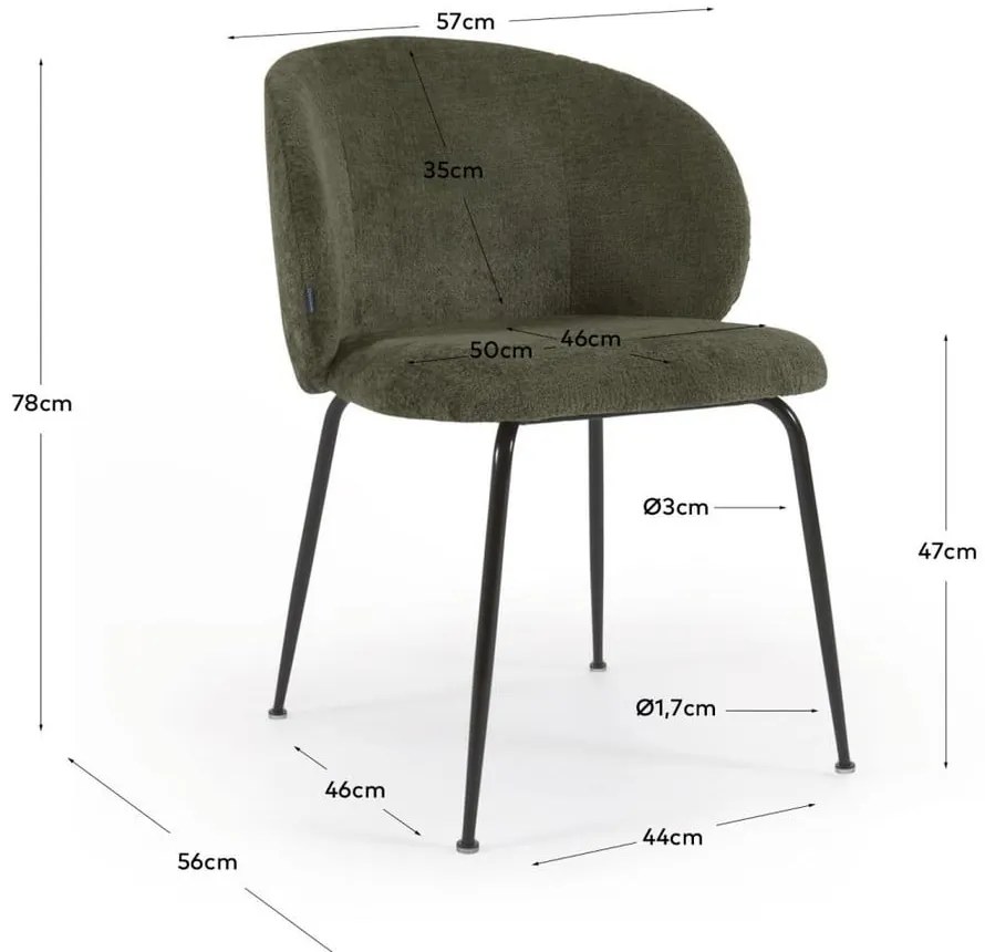 Zielony tapicerowany fotel jadalniany Minna – Kave Home