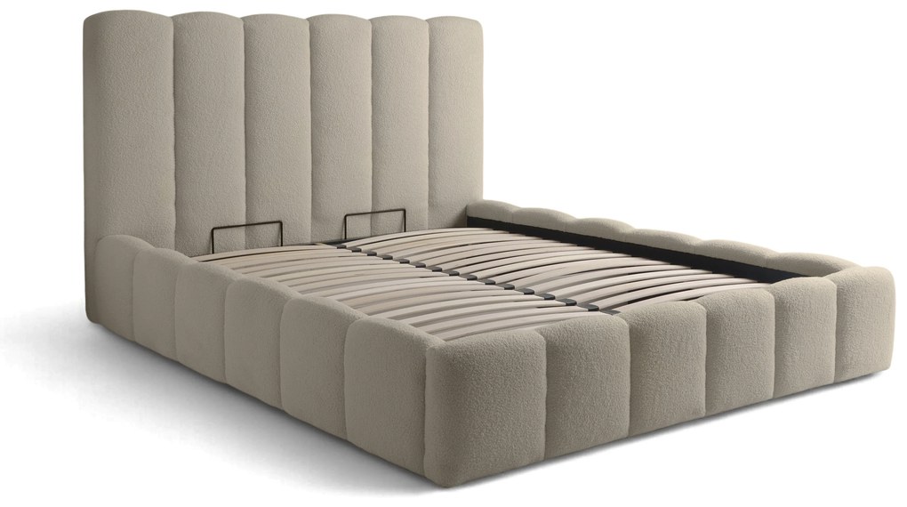 Łóżko tapicerowane Aura 180x200 z pojemnikiem - beżowa bukla Quelle 05