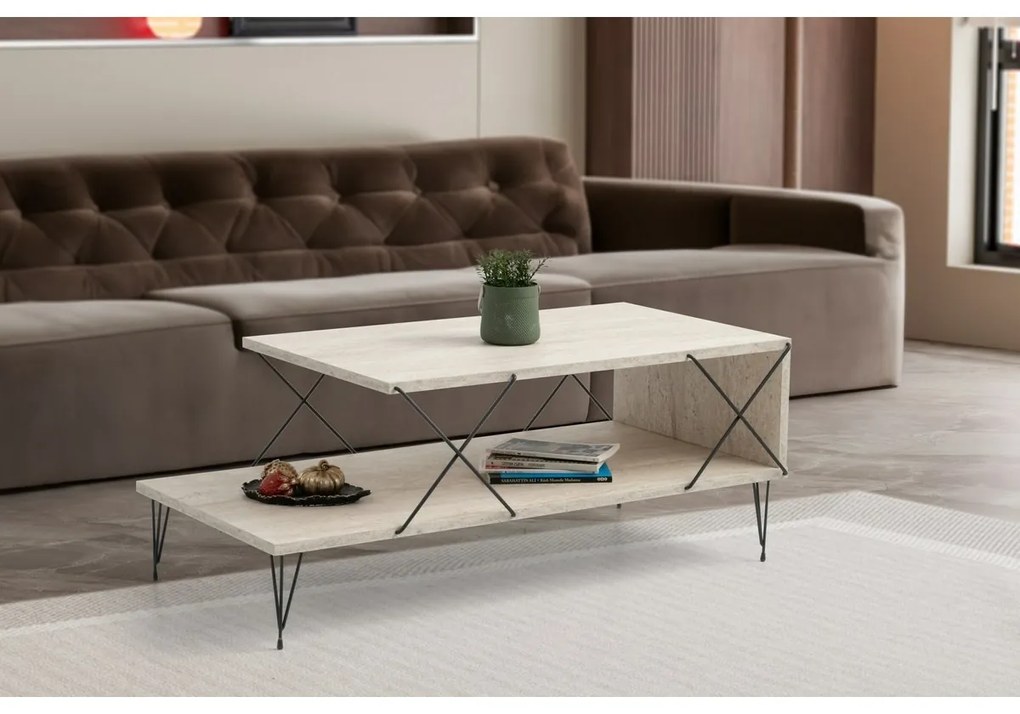 Stolik konferencyjny Loire Travertine and Black