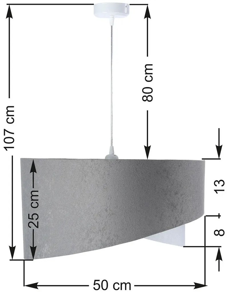 Szaro-biała welurowa lampa wisząca - 26X EX981 K5-E72
