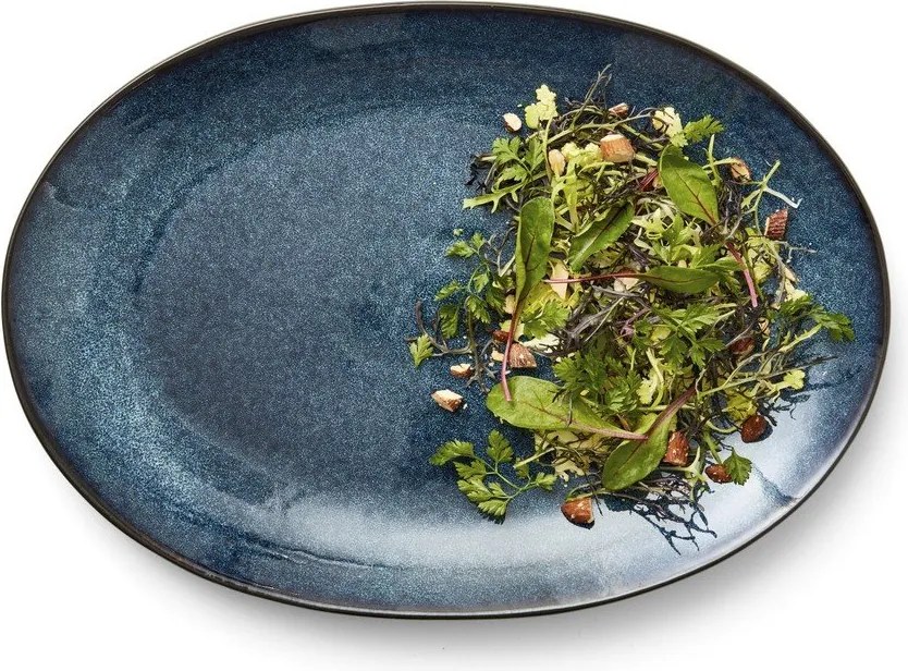 Czarno-niebieski kamionkowy talerz Gastro Dark Blue/Black – Bitz