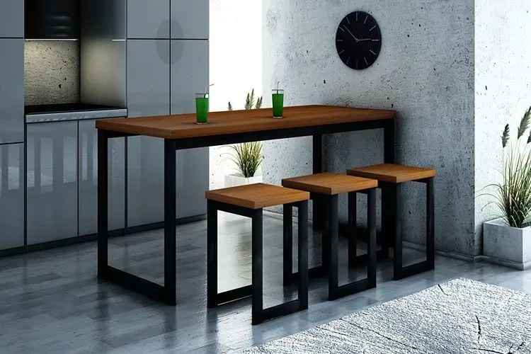 Industrialny kwadratowy taboret kuchenny metalowy - Conta 9 kolorów
