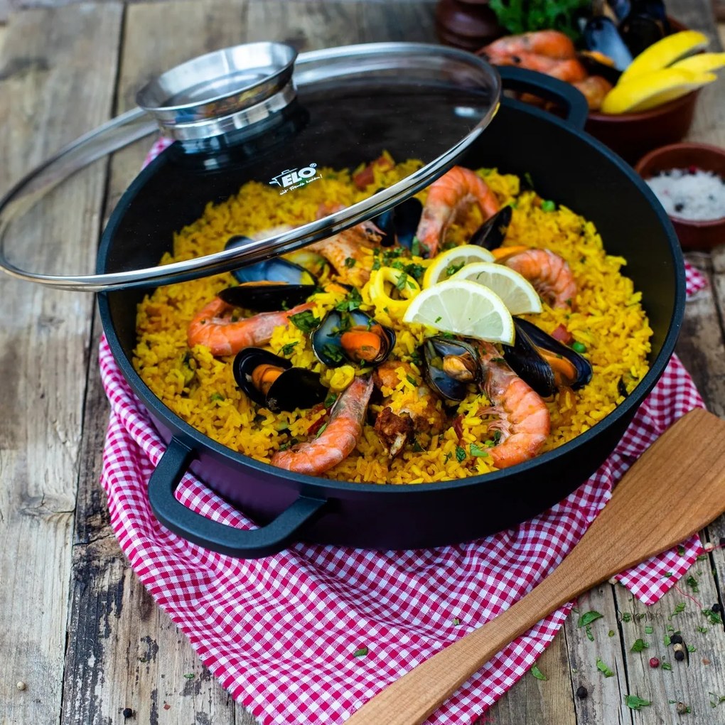 Elo 19628 Brytfanna z pokrywą szklaną i uchwytem aromatycznym Alucast 28 cm, 28 cm