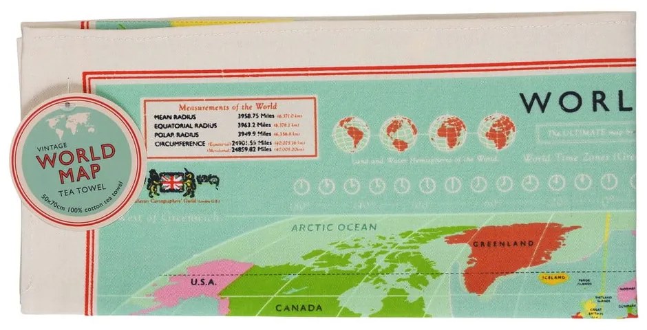 Bawełniana ścierka Rex London World Map, 50 x 70 cm