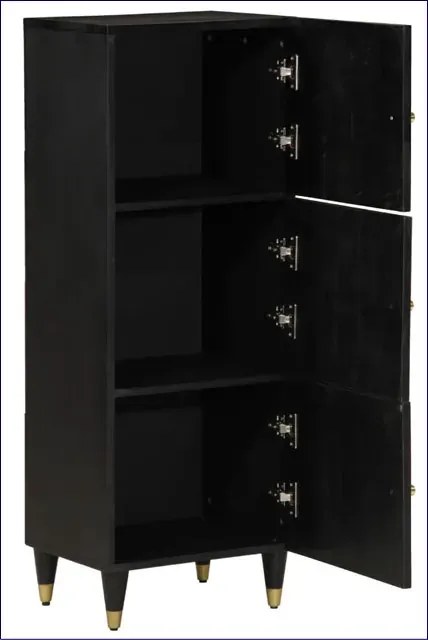 Czarna trzydrzwiowa szafka na nóżkach retro L9-P17