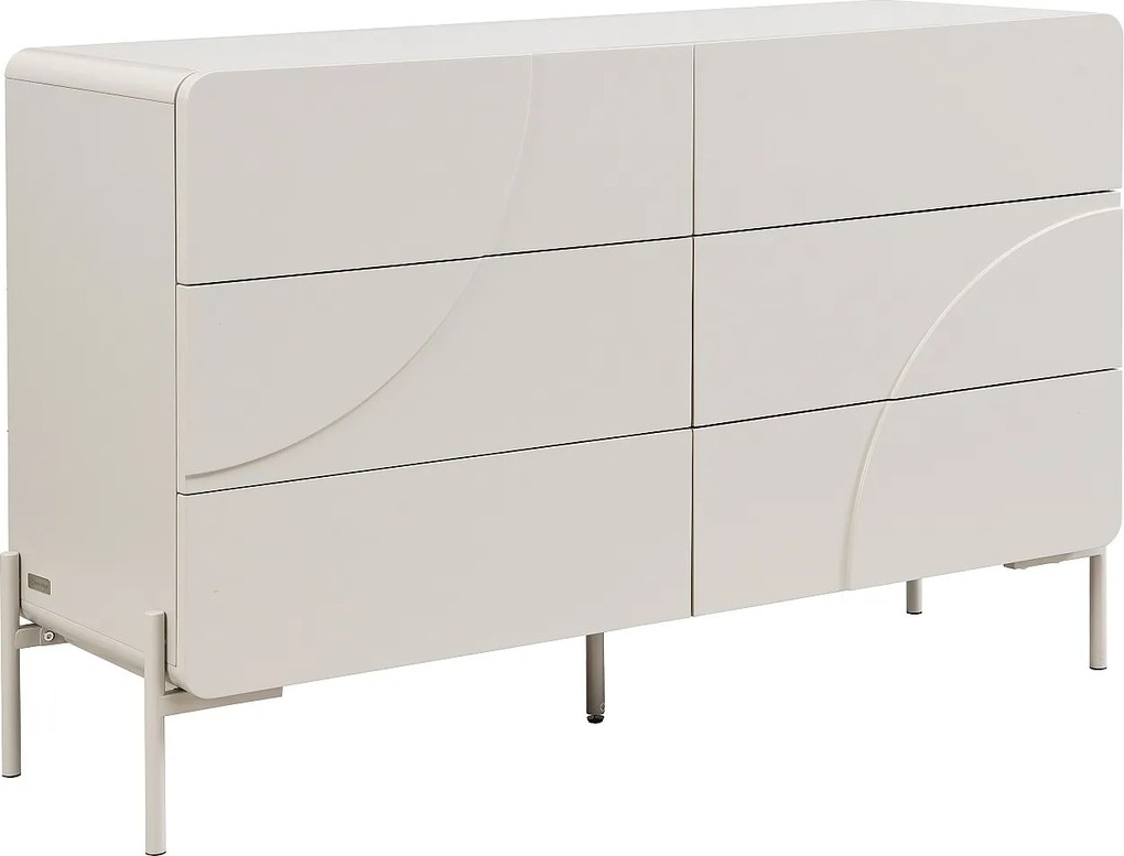 Komoda 6 szufladami - MDF - Beżowa - ZELINARO