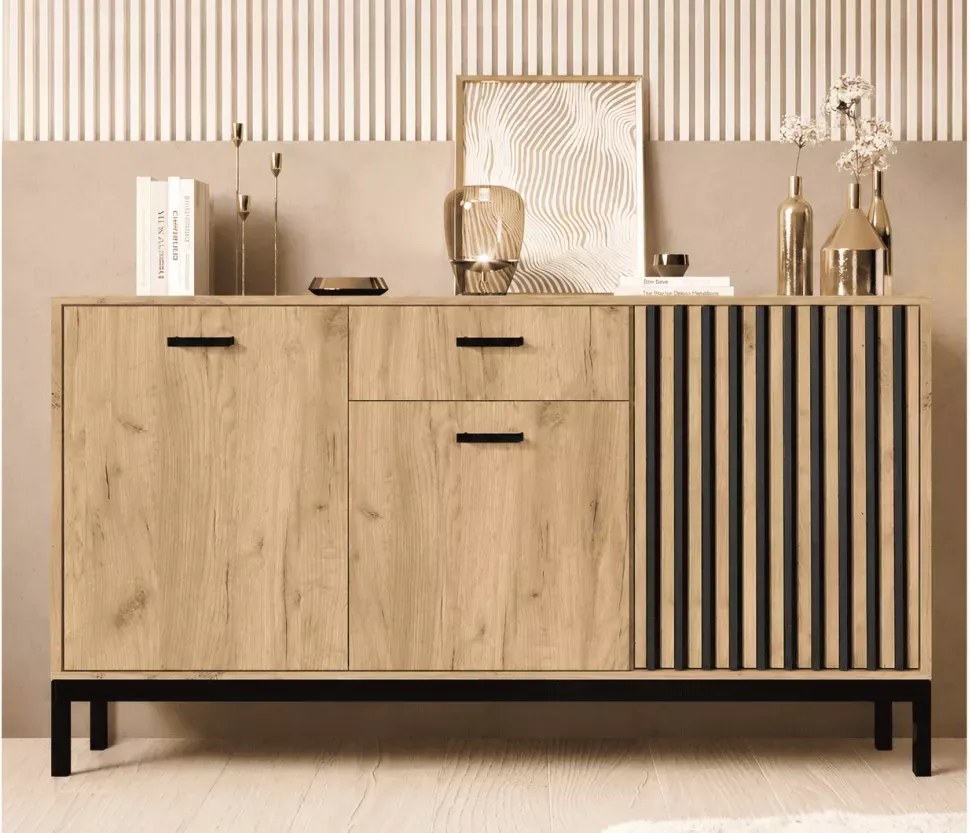 Komoda Octavio KM-1 dąb craft/czarny – nowoczesna elegancja w Twoim wnętrzu