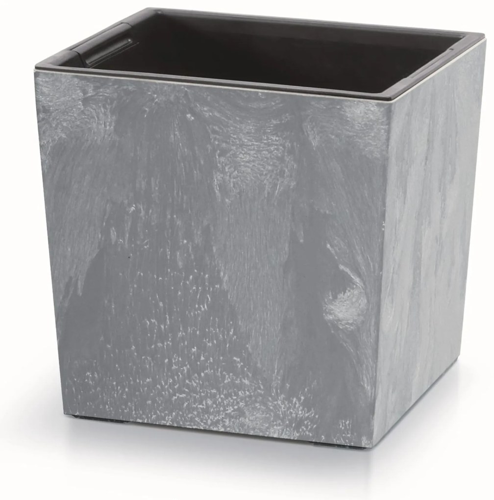 Donica ogrodowa z wkładem Urbi Square Low Beton Effect 29,5 x 29,5 x 29 cm marengo PROSPERPLAST
