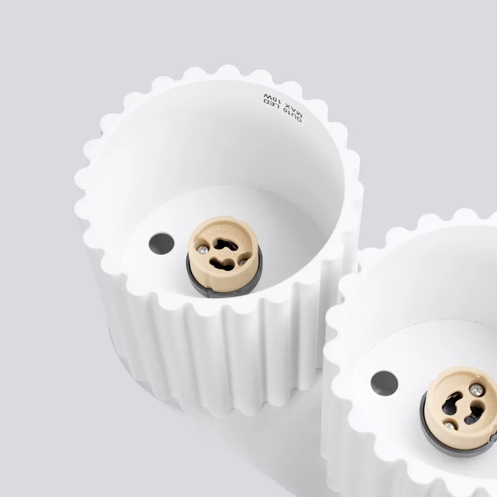 Plafon dwupunktowy AURA 2 biały GU10 ryflowany SOLLUX  LIGHTING