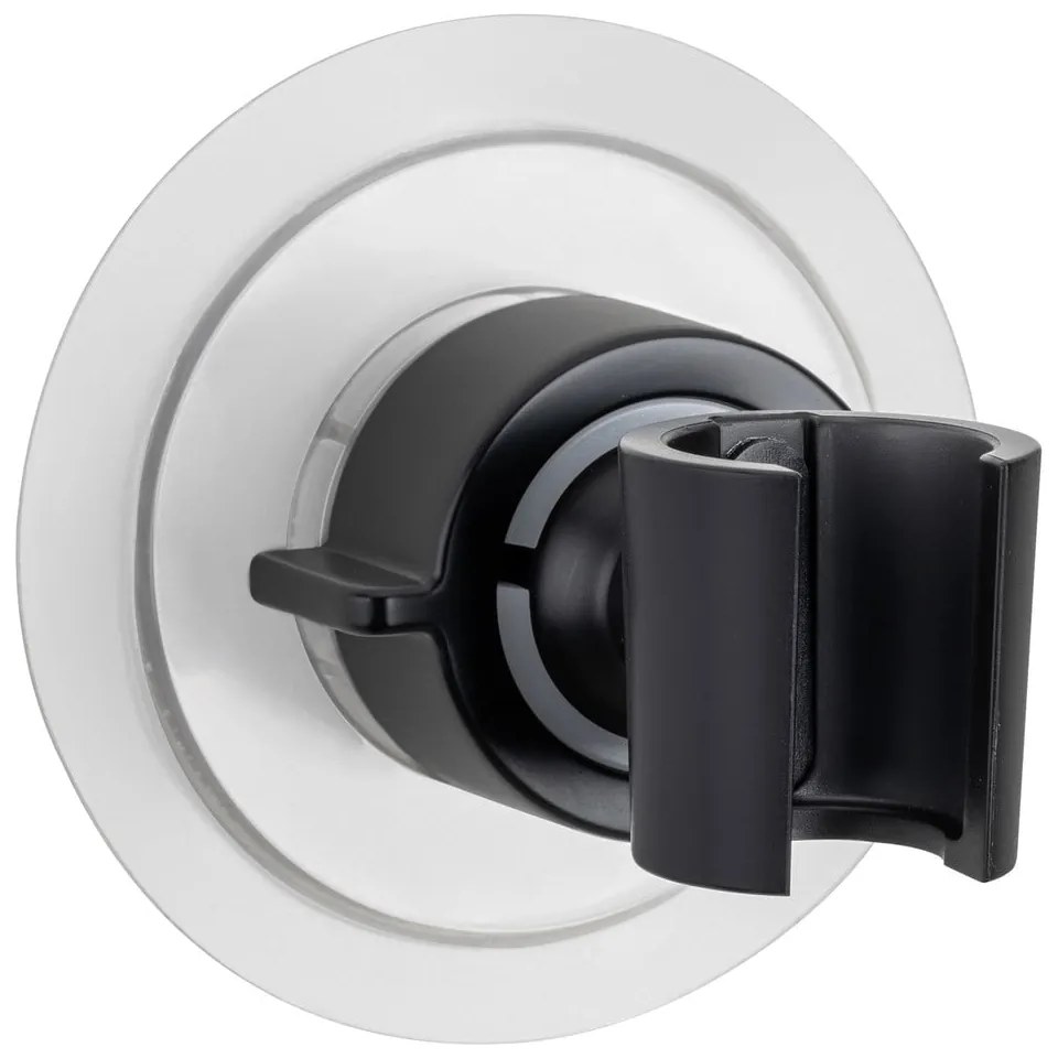 Czarny plastikowy uchwyt na słuchawkę prysznicową bez wiercenia Libertà – Wenko