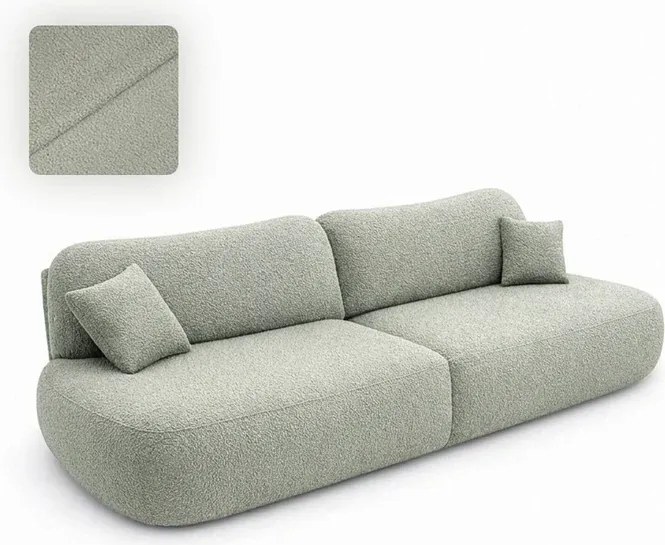 Sofa AVERIO Rozkładana Dwuosobowa Szara Boucle Nowoczesna