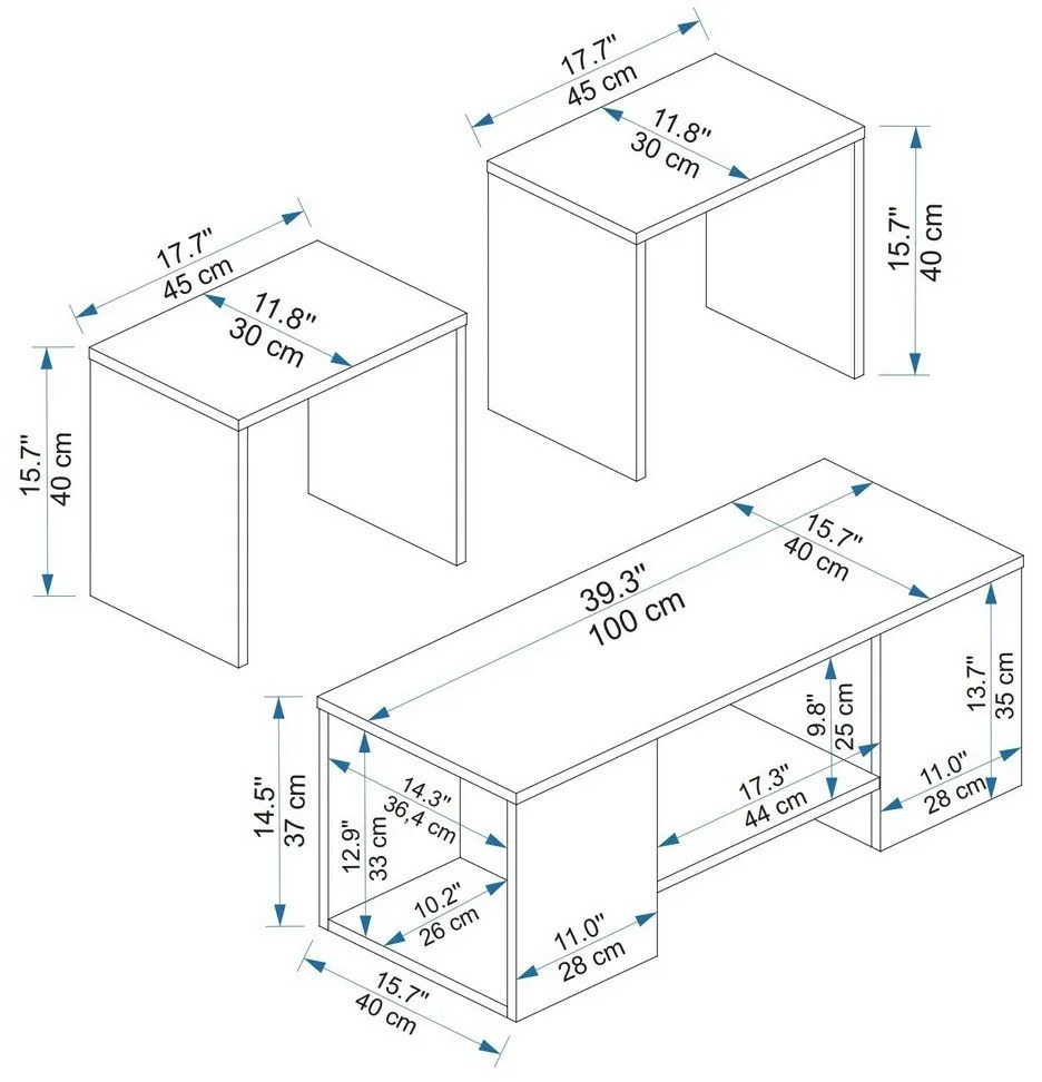 Zestaw stolików konferencyjnych Sartos Beige and Atlantic Pine, 3 szt.